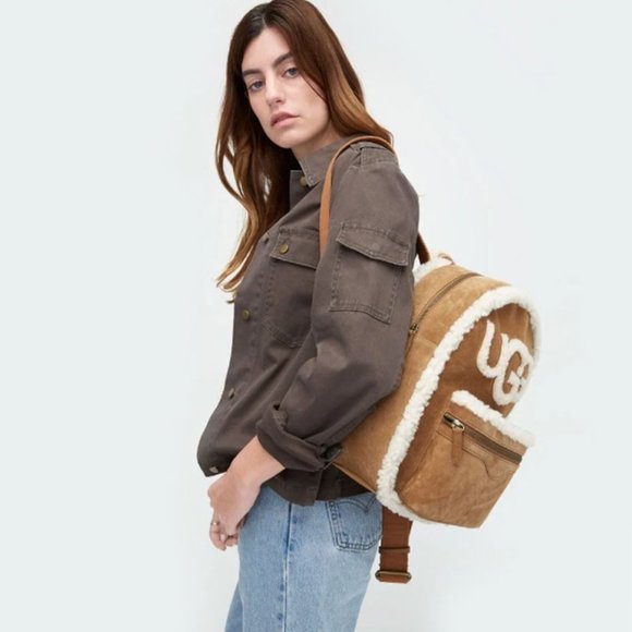 UGG sheepskin black cream backpack handbag - Picture 11 of 14